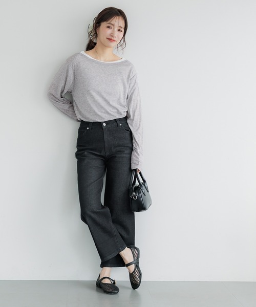 coca(coca)(コカ)の「ワンショルダーシアー長袖Tシャツ(Tシャツ/カットソー・レディース・ライトグレー/ライトベージュ・S/M/L)」の14枚目の写真