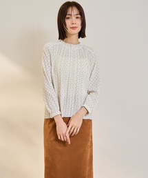 ketty（ケティ）の「ライトデシンドットフリルネックブラウス≪手洗い可能≫（シャツ/ブラウス）」