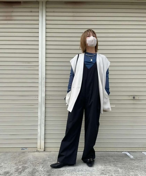 ARCADE（アーケード）の「夏服 Vネック オールインワン サロペット -ARCADE Limited Line-（サロペット/オーバーオール・レディース・セージグリーン/モカ/グレイッシュベージュ/ブラック/ネイビー・FREE）」の12枚目の写真