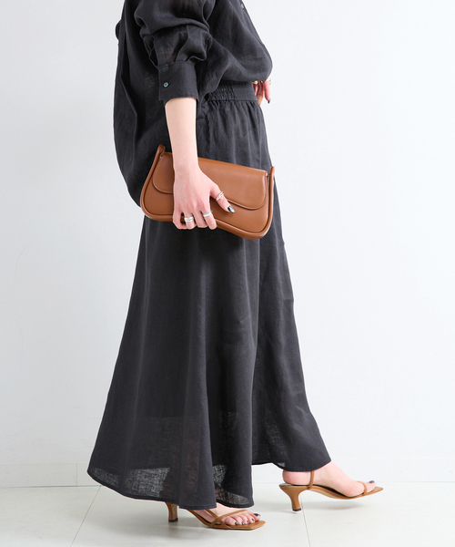 B.C STOCK(ベーセーストック)の「《S/Mサイズ展開》手洗い可 / フレンチリネンギャザースカート(スカート・レディース・ブラック/ブラウン/サックスブルー・SMALL/MEDIUM)」の8枚目の写真