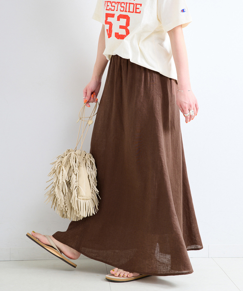 B.C STOCK(ベーセーストック)の「《S/Mサイズ展開》手洗い可 / フレンチリネンギャザースカート(スカート・レディース・ブラック/ブラウン/サックスブルー・SMALL/MEDIUM)」の15枚目の写真
