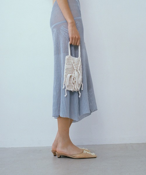 leinwande（ラインヴァンド）の「【leinwande】26SS新作 Wattle Crochet Bag（ハンドバッグ・レディース・オレンジ/ホワイト/ブラック・ONE SIZE）」の4枚目の写真