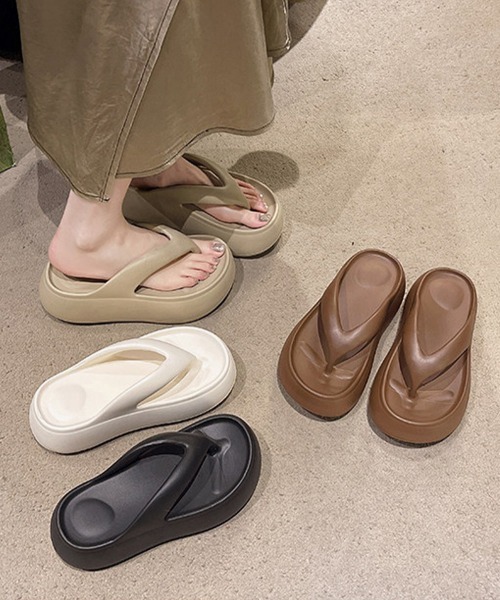 Miniministore（ミニミニストア）の「厚底サンダル ビーチサンダル レディース（サンダル・レディース・オフホワイト/ブラック/ブラウン/ベージュ・L/S/M）」の17枚目の写真