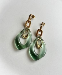 【As】【金属アレルギー対応】NO.204 変形クリア ゆらゆら ピアス(サージカルステンレス)(MA)