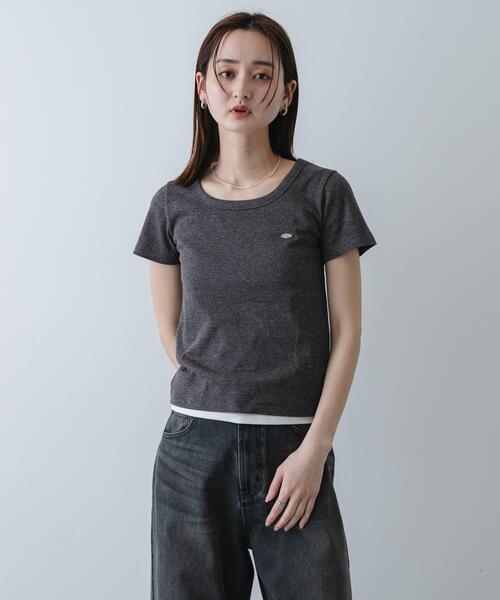 SENSE OF PLACE by URBAN RESEARCH（センスオブプレイスバイアーバンリサーチ）の「ラウンドネックリブTシャツ(半袖)（Tシャツ/カットソー・レディース・ホワイト系その他/オフホワイト/チャコールグレー/ブラック/イエロー・ONE）」の8枚目の写真