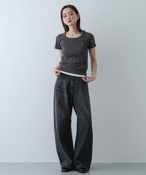 SENSE OF PLACE by URBAN RESEARCH（センスオブプレイスバイアーバンリサーチ）の「ラウンドネックリブTシャツ(半袖)（Tシャツ/カットソー・レディース・ホワイト系その他/オフホワイト/チャコールグレー/ブラック/イエロー・ONE）」の10枚目の写真