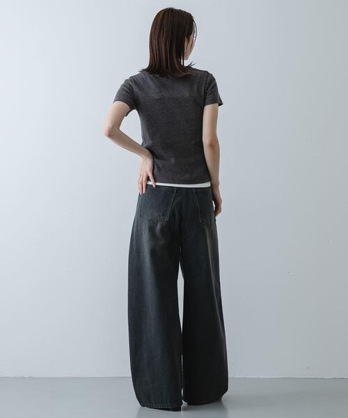 SENSE OF PLACE by URBAN RESEARCH（センスオブプレイスバイアーバンリサーチ）の「ラウンドネックリブTシャツ(半袖)（Tシャツ/カットソー・レディース・ホワイト系その他/オフホワイト/チャコールグレー/ブラック/イエロー・ONE）」の12枚目の写真