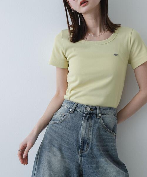 SENSE OF PLACE by URBAN RESEARCH（センスオブプレイスバイアーバンリサーチ）の「ラウンドネックリブTシャツ(半袖)（Tシャツ/カットソー・レディース・ホワイト系その他/オフホワイト/チャコールグレー/ブラック/イエロー・ONE）」の19枚目の写真