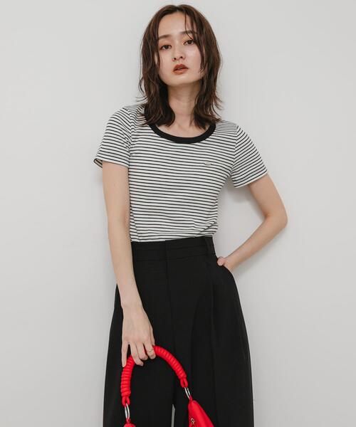 SENSE OF PLACE by URBAN RESEARCH(センスオブプレイスバイアーバンリサーチ)の「『一部WEB限定カラー』ラウンドネックリブTシャツ(半袖)(Tシャツ/カットソー・レディース・ホワイト系その他/オフホワイト/チャコールグレー/ブラック/イエロー/ピンク/その他1/その他2・ONE)」の14枚目の写真