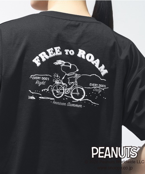 PEANUTS(ピーナッツ)の「ピーナッツ UVカットドライグラフィックTシャツ サマー(Tシャツ/カットソー・レディース・ブラック/ベージュ/ホワイト・S/M/L/XL)」の5枚目の写真