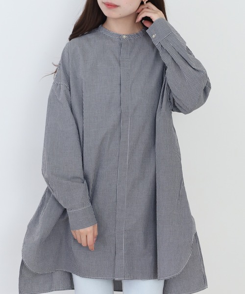 SO(エスオー)の「チュニック 長袖(シャツ/ブラウス・レディース・ホワイト/チェック/ブラック・F)」の3枚目の写真