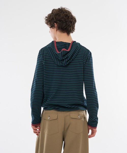 WISH FOR EVER(ウィッシュフォーエバー)の「【 3color / 3size 】DRAW CODE BORDER HENRY HOODIE / ドローコードボーダーヘンリーフーディ(パーカー・メンズ・ネイビー/ダークブルー/レッド・LARGE/MEDIUM/SMALL)」の9枚目の写真