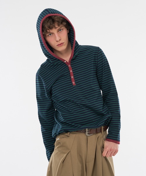 WISH FOR EVER(ウィッシュフォーエバー)の「【 3color / 3size 】DRAW CODE BORDER HENRY HOODIE / ドローコードボーダーヘンリーフーディ(パーカー・メンズ・ネイビー/ダークブルー/レッド・LARGE/MEDIUM/SMALL)」の12枚目の写真