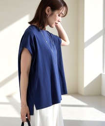 【Aunely】ひんやり 360°きれい見え フレンチスリーブ ミニマル Tシャツ <YOSOOIシリーズ>