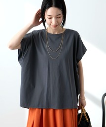 Aunely | 【Aunely】ひんやり 360°きれい見え フレンチスリーブ ミニマル Tシャツ <YOSOOIシリーズ>(Tシャツ/カットソー)