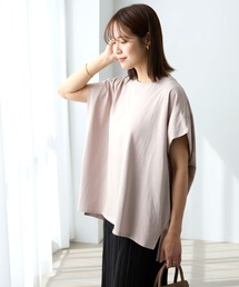 【Aunely】ひんやり 360°きれい見え フレンチスリーブ ミニマル Tシャツ <YOSOOIシリーズ>