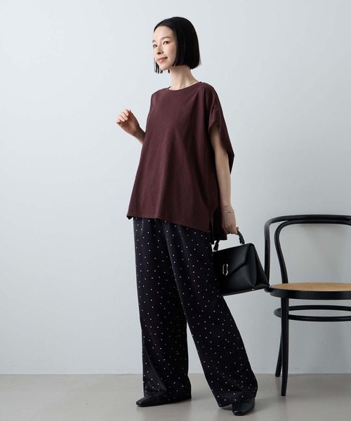 Aunely(オーネリー)の「【Aunely】ひんやり 360°きれい見え フレンチスリーブ ミニマル Tシャツ <YOSOOIシリーズ>(Tシャツ/カットソー・レディース・ネイビー/イエロー系/モカ/ブラウン/チャコールグレー/オフホワイト/ライトブルー/ブラック・L/M)」の16枚目の写真