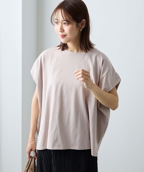 Aunely(オーネリー)の「【Aunely】ひんやり 360°きれい見え フレンチスリーブ ミニマル Tシャツ <YOSOOIシリーズ>(Tシャツ/カットソー・レディース・ネイビー/イエロー系/モカ/ブラウン/チャコールグレー/オフホワイト/ライトブルー/ブラック・L/M)」の21枚目の写真