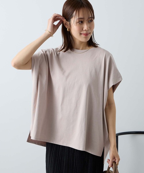 Aunely(オーネリー)の「【Aunely】ひんやり 360°きれい見え フレンチスリーブ ミニマル Tシャツ <YOSOOIシリーズ>(Tシャツ/カットソー・レディース・ネイビー/イエロー系/モカ/ブラウン/チャコールグレー/オフホワイト/ライトブルー/ブラック・L/M)」の22枚目の写真