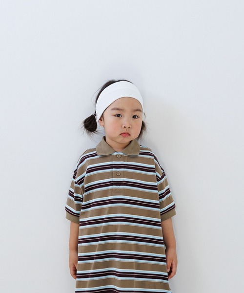 LOWRYS FARM(ローリーズファーム)の「マルチボーダーポロワンピースSS 664975(ワンピース・キッズ・グリーン/ベージュ/ネイビー・120cm/110cm/140cm/130cm/150cm)」の7枚目の写真