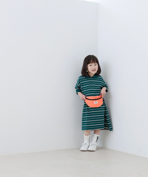 LOWRYS FARM(ローリーズファーム)の「マルチボーダーポロワンピースSS 664975(ワンピース・キッズ・グリーン/ベージュ/ネイビー・120cm/110cm/140cm/130cm/150cm)」の9枚目の写真