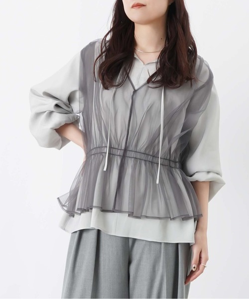LUCA/LADY LUCK LUCA(ルカ/レディラックルカ)の「LC/LLL チュールレイヤード風ブラウス(シャツ/ブラウス・レディース・ブルー/グレー/オフホワイト・FREE)」の2枚目の写真