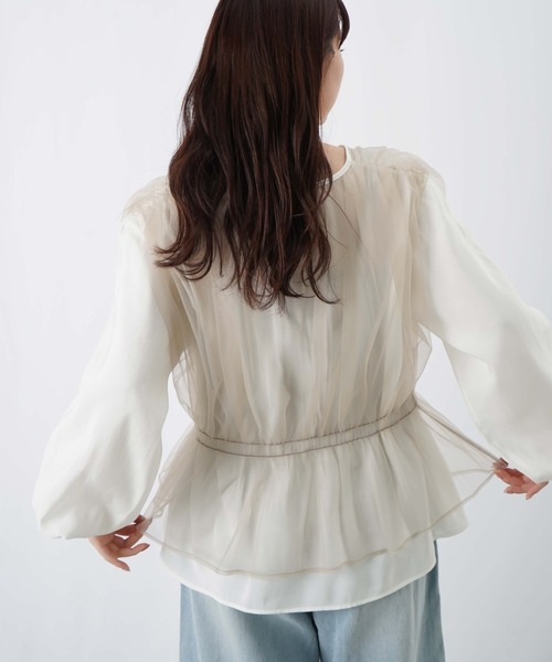 LUCA/LADY LUCK LUCA(ルカ/レディラックルカ)の「LC/LLL チュールレイヤード風ブラウス(シャツ/ブラウス・レディース・ブルー/グレー/オフホワイト・FREE)」の1枚目の写真