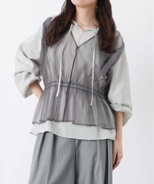 LUCA/LADY LUCK LUCA(ルカ/レディラックルカ)の「LC/LLL チュールレイヤード風ブラウス(シャツ/ブラウス・レディース・ブルー/グレー/オフホワイト・FREE)」の20枚目の写真