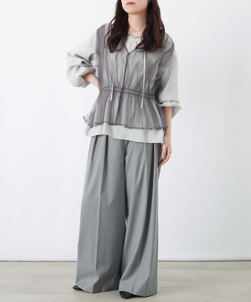 LUCA/LADY LUCK LUCA(ルカ/レディラックルカ)の「LC/LLL チュールレイヤード風ブラウス(シャツ/ブラウス・レディース・ブルー/グレー/オフホワイト・FREE)」の19枚目の写真