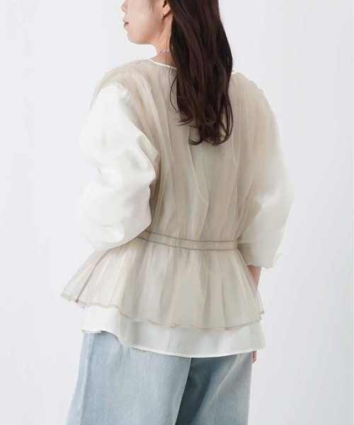 LUCA/LADY LUCK LUCA(ルカ/レディラックルカ)の「LC/LLL チュールレイヤード風ブラウス(シャツ/ブラウス・レディース・ブルー/グレー/オフホワイト・FREE)」の6枚目の写真