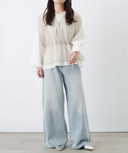 LUCA/LADY LUCK LUCA(ルカ/レディラックルカ)の「LC/LLL チュールレイヤード風ブラウス(シャツ/ブラウス・レディース・ブルー/グレー/オフホワイト・FREE)」の8枚目の写真