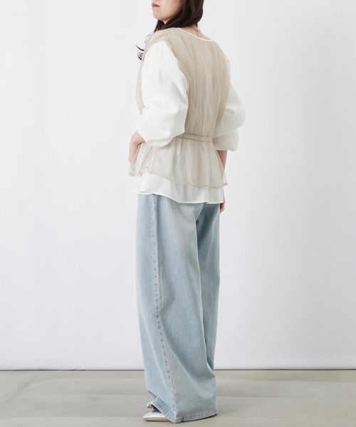 LUCA/LADY LUCK LUCA(ルカ/レディラックルカ)の「LC/LLL チュールレイヤード風ブラウス(シャツ/ブラウス・レディース・ブルー/グレー/オフホワイト・FREE)」の5枚目の写真