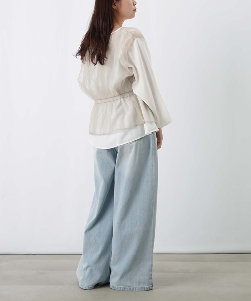 LUCA/LADY LUCK LUCA(ルカ/レディラックルカ)の「LC/LLL チュールレイヤード風ブラウス(シャツ/ブラウス・レディース・ブルー/グレー/オフホワイト・FREE)」の7枚目の写真