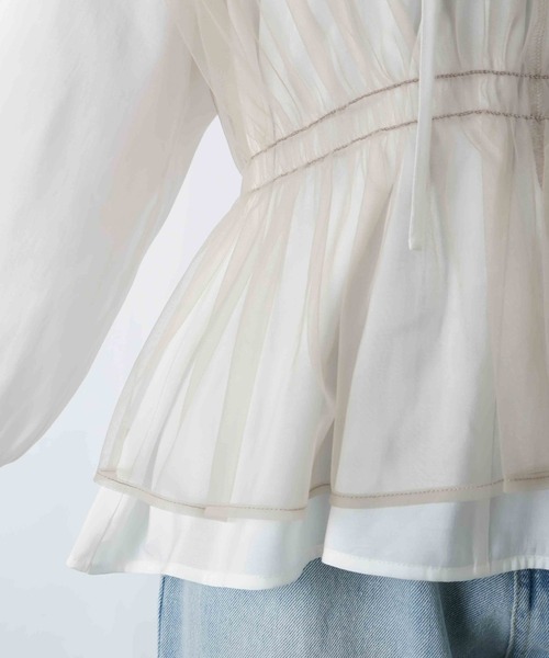 LUCA/LADY LUCK LUCA(ルカ/レディラックルカ)の「LC/LLL チュールレイヤード風ブラウス(シャツ/ブラウス・レディース・ブルー/グレー/オフホワイト・FREE)」の10枚目の写真