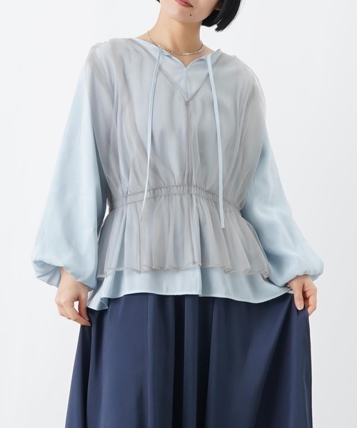 LUCA/LADY LUCK LUCA(ルカ/レディラックルカ)の「LC/LLL チュールレイヤード風ブラウス(シャツ/ブラウス・レディース・ブルー/グレー/オフホワイト・FREE)」の12枚目の写真