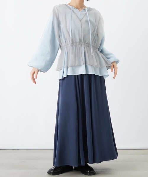 LUCA/LADY LUCK LUCA(ルカ/レディラックルカ)の「LC/LLL チュールレイヤード風ブラウス(シャツ/ブラウス・レディース・ブルー/グレー/オフホワイト・FREE)」の13枚目の写真