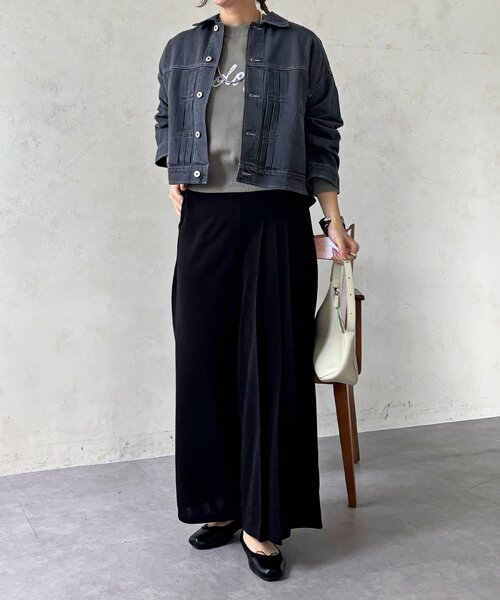 un dix cors（アンディコール）の「ジョーゼットサイドプリーツ（その他パンツ・レディース・ブラック/チャコールグレー/ベージュ・FREE）」の6枚目の写真