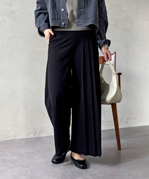 un dix cors（アンディコール）の「ジョーゼットサイドプリーツ（その他パンツ・レディース・ブラック/チャコールグレー/ベージュ・FREE）」の7枚目の写真