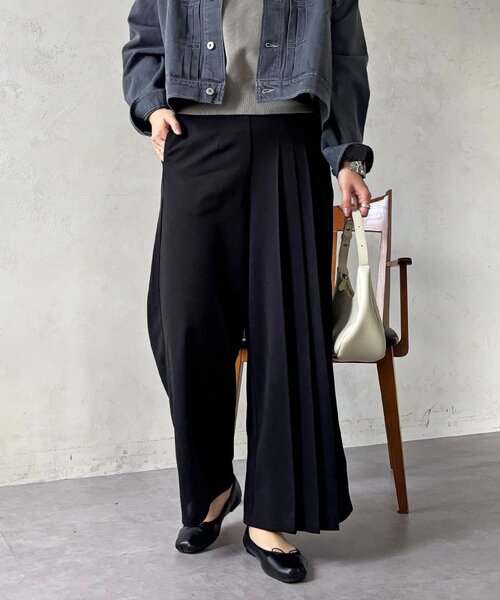 un dix cors（アンディコール）の「ジョーゼットサイドプリーツ（その他パンツ・レディース・ブラック/チャコールグレー/ベージュ・FREE）」の12枚目の写真