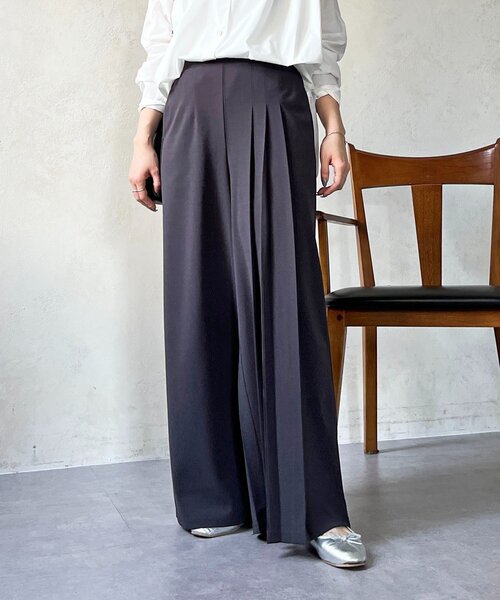 un dix cors（アンディコール）の「ジョーゼットサイドプリーツ（その他パンツ・レディース・ブラック/チャコールグレー/ベージュ・FREE）」の15枚目の写真