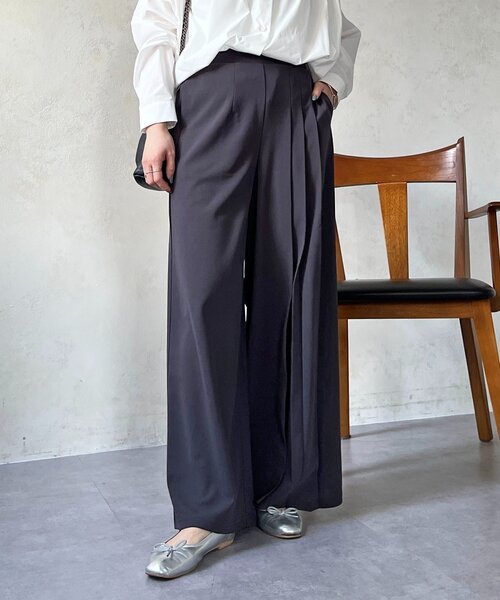 un dix cors（アンディコール）の「ジョーゼットサイドプリーツ（その他パンツ・レディース・ブラック/チャコールグレー/ベージュ・FREE）」の22枚目の写真