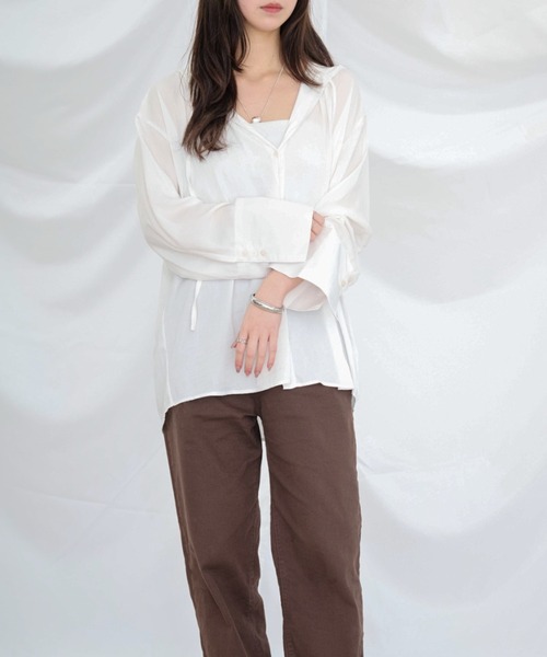 Dita Muaj.(ディータムアージュ)の「フードシアーシャツ(シャツ/ブラウス・レディース・ブルー/ホワイト・FREE)」の1枚目の写真