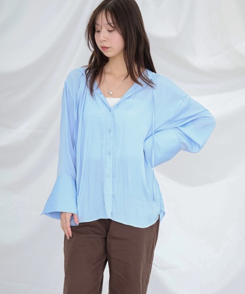 Dita Muaj.(ディータムアージュ)の「フードシアーシャツ(シャツ/ブラウス・レディース・ブルー/ホワイト・FREE)」の4枚目の写真