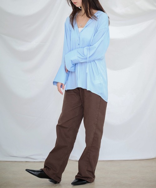 Dita Muaj.(ディータムアージュ)の「フードシアーシャツ(シャツ/ブラウス・レディース・ブルー/ホワイト・FREE)」の9枚目の写真