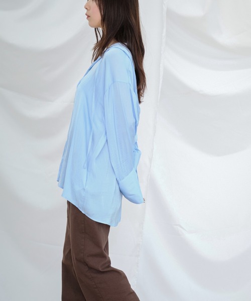 Dita Muaj.(ディータムアージュ)の「フードシアーシャツ(シャツ/ブラウス・レディース・ブルー/ホワイト・FREE)」の5枚目の写真