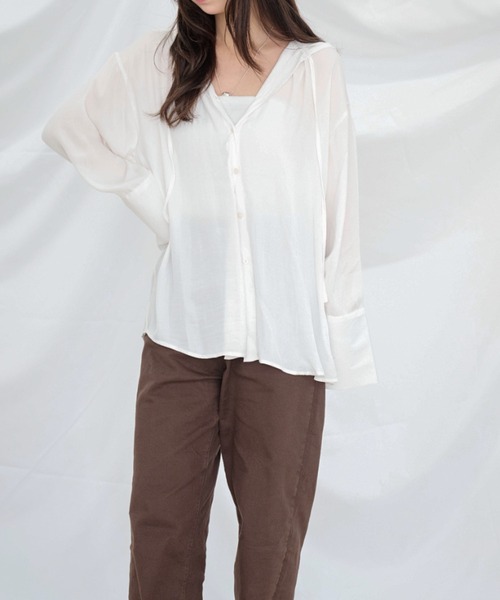 Dita Muaj.(ディータムアージュ)の「フードシアーシャツ(シャツ/ブラウス・レディース・ブルー/ホワイト・FREE)」の12枚目の写真