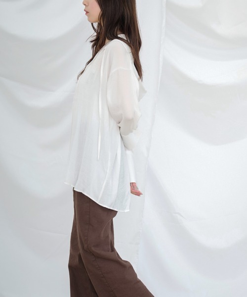 Dita Muaj.(ディータムアージュ)の「フードシアーシャツ(シャツ/ブラウス・レディース・ブルー/ホワイト・FREE)」の15枚目の写真