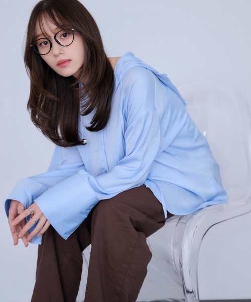 Dita Muaj.(ディータムアージュ)の「【日焼け対策にも◎】フードシアーシャツ(シャツ/ブラウス・レディース・ブルー/ホワイト・FREE)」の13枚目の写真