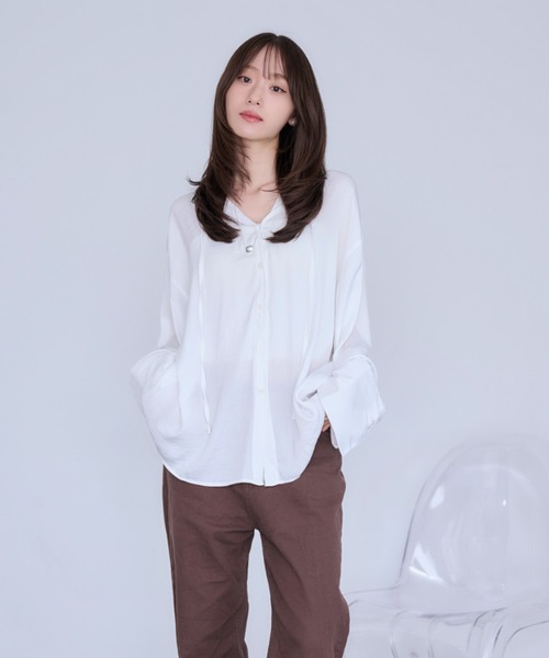 Dita Muaj.(ディータムアージュ)の「【日焼け対策にも◎】フードシアーシャツ(シャツ/ブラウス・レディース・ブルー/ホワイト・FREE)」の9枚目の写真