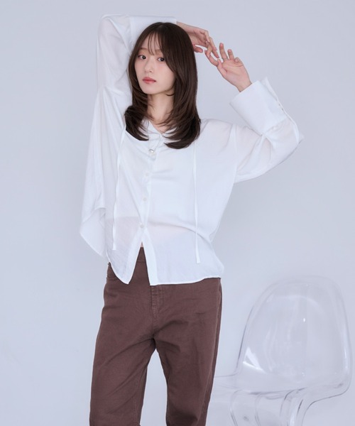 Dita Muaj.(ディータムアージュ)の「【日焼け対策にも◎】フードシアーシャツ(シャツ/ブラウス・レディース・ブルー/ホワイト・FREE)」の7枚目の写真
